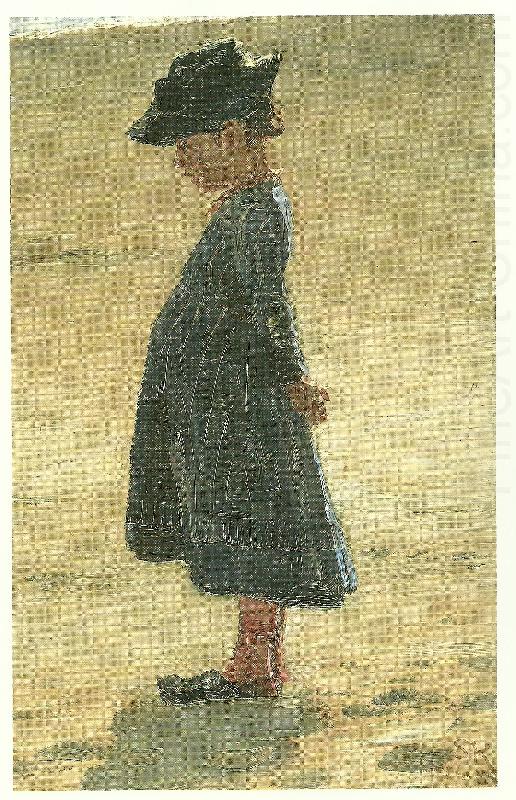 Peter Severin Kroyer lille pige staende pa skagen sonderstrand china oil painting image